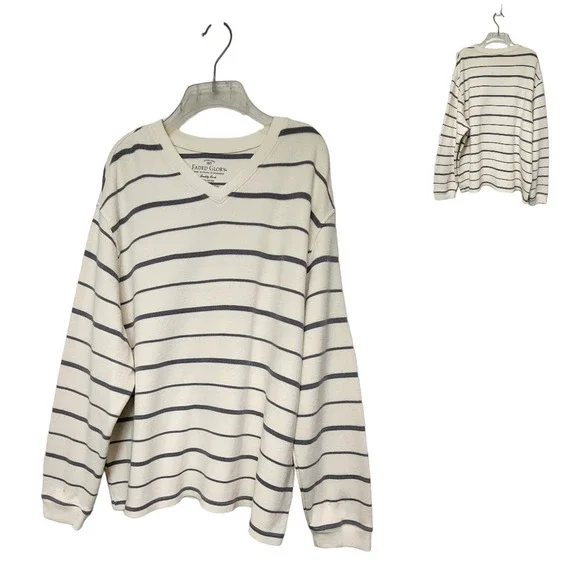 Men's Faded Glory 2XL 50-52 Ivory/Grey Long Sleeve Casual Sweater shirt - Picture 1 of 4